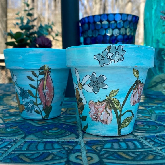 Hand Crafted Other - Handcrafted Decorative Rustic Planters Set of Two 3.5X3.5